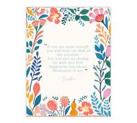 Wall Art Print Happiness Lies Ahead Buddhist Mindfulness Quote Floral Poster Artery8 Multi W12 inch x H16 inch