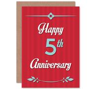 Wee Blue Coo ANNIVERSARY HAPPY 5TH FIFTH NEW ART GREETINGS GIFT CARD