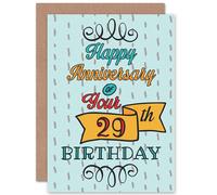 Artery8 Happy Birthday 29Th Anniversary Forever Greetings Card in Blue Artery8 Blue