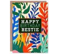 Artery8 Happy Birthday Card Plant Lover Bold Botanical Friend Bestie Blank For Him Or Her Art Greeting Card