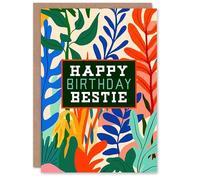 Artery8 Happy Birthday Card Plant Lover Bold Botanical Friend Bestie Blank For Him Or Her Art Greeting Card