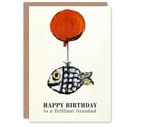 Artery8 Happy Birthday Card to a Brilliant Grandad Fun Balloon Fish Fishing Fisherman Angler