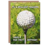 Artery8 Happy Birthday Card to a Brilliant Grandpa Golf Lover Golfing Ball Tee Shot Par Pun Perfect