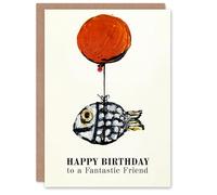 Artery8 Happy Birthday Card to a Fantastic Friend Fun Balloon Fish Fishing Fisherman Angler