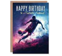 Artery8 Happy Birthday Card to a Fantastic Husband Football Lover Sport Footy Striker Soccer Goal