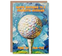 Artery8 Happy Birthday Card to a Fantastic Husband Golfing Lover Golf Pun Party Par Tee Woods