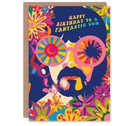 Artery8 Happy Birthday Card to a Fantastic Son Hippy Flower Power Hippie 1960's Psychedelic Trippy