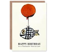 Artery8 Happy Birthday Card to a Fantastic Son-in-Law Fun Balloon Fish Fishing Fisherman Angler