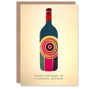 Artery8 Happy Birthday Card to a Special Nephew Red White Wine Lover Art Bottle