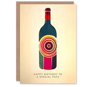 Artery8 Happy Birthday Card to a Special Papa Red White Wine Lover Art Bottle