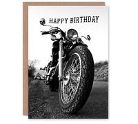 Artery8 Happy Birthday Motorbike Motorcycle Front View Personalised Birthday Card
