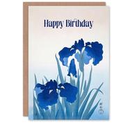 Artery8 Happy Birthday Ohara Koson Iris Flowers Vintage Birthday Card