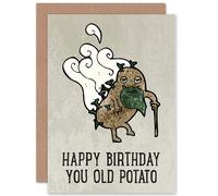 Artery8 Happy Birthday Old Potato Cartoon Greetings Card in Grey Artery8 Grey