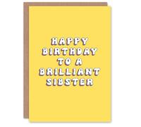 Artery8 Happy Birthday to a Brilliant Sibster Bright Fun Happy Hippie Letters Non Binary Gender Neutral Card