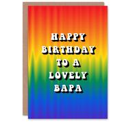 Artery8 Happy Birthday to a Lovely Bapa Trippy Psychedelic Pride Hippie Rainbow Non Binary Gender Neutral Card Artery8 Multicolor