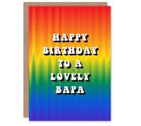 Artery8 Happy Birthday to a Lovely Bapa Trippy Psychedelic Pride Hippie Rainbow Non Binary Gender Neutral Card