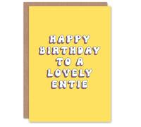 Artery8 Happy Birthday to a Lovely Entie Bright Fun Happy Hippie Letters Non Binary Gender Neutral Card