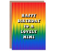 Artery8 Happy Birthday to a Lovely Mimi Trippy Psychedelic Pride Hippie Rainbow Non Binary Gender Neutral Card Artery8 Multicolor