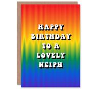 Artery8 Happy Birthday to a Lovely Neiph Trippy Psychedelic Pride Hippie Rainbow Non Binary Gender Neutral Card