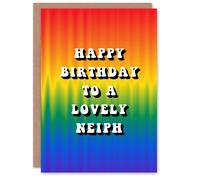 Artery8 Happy Birthday to a Lovely Neiph Trippy Psychedelic Pride Hippie Rainbow Non Binary Gender Neutral Card Artery8 Multicolor