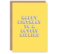 Artery8 Happy Birthday to a Lovely Nibling Bright Fun Happy Hippie Letters Non Binary Gender Neutral Card