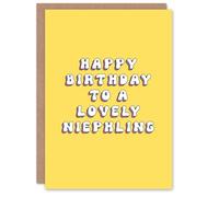 Artery8 Happy Birthday to a Lovely Niephling Bright Fun Happy Hippie Letters Non Binary Gender Neutral Card