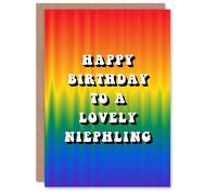 Artery8 Happy Birthday to a Lovely Niephling Trippy Psychedelic Pride Hippie Rainbow Non Binary Gender Neutral Card