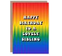 Artery8 Happy Birthday to a Lovely Sibling Trippy Psychedelic Pride Hippie Rainbow Non Binary Gender Neutral Card
