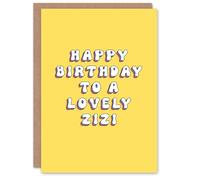 Artery8 Happy Birthday to a Lovely Zizi Bright Fun Happy Hippie Letters Non Binary Gender Neutral Card