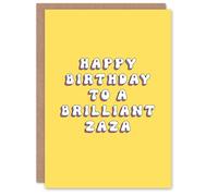 Artery8 Happy Birthday to a Magnificent Zaza Bright Fun Happy Hippie Letters Non Binary Gender Neutral Card
