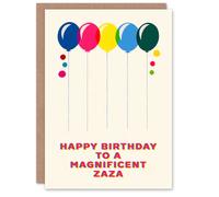 Artery8 Happy Birthday to a Magnificent Zaza Colourful Balloons Rainbow Non Binary Gender Neutral Card Artery8 Multicolor