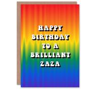 Artery8 Happy Birthday to a Magnificent Zaza Trippy Psychedelic Pride Hippie Rainbow Non Binary Gender Neutral Card