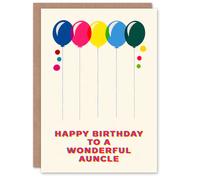 Artery8 Happy Birthday to a Wonderful Auncle Colourful Balloons Rainbow Non Binary Gender Neutral Card Artery8 Multicolor