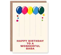 Artery8 Happy Birthday to a Wonderful Baba Colourful Balloons Rainbow Non Binary Gender Neutral Card