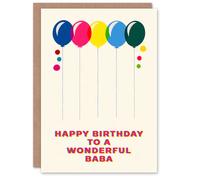 Artery8 Happy Birthday to a Wonderful Baba Colourful Balloons Rainbow Non Binary Gender Neutral Card Artery8 Multicolor