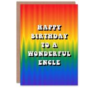 Artery8 Happy Birthday to a Wonderful Encle Trippy Psychedelic Pride Hippie Rainbow Non Binary Gender Neutral Card