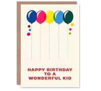 Artery8 Happy Birthday to a Wonderful Kid Colourful Balloons Rainbow Non Binary Gender Neutral Card Artery8 Multicolor