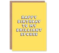 Artery8 Happy Birthday to my Brilliant Spouse Bright Fun Happy Hippie Letters Non Binary Gender Neutral Card