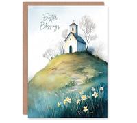 Artery8 Happy Easter Greeting Card - Christian Church Blessings Design, Blank Inside