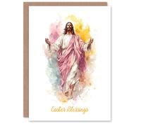 Artery8 Happy Easter Greeting Card - Christian Jesus Blessings Design, Blank Inside