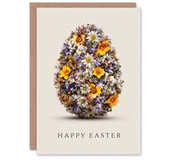 Artery8 Happy Easter Greeting Card - Floral Egg Design, Blank Inside Artery8 Multicolor