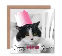 Artery8 Happy Mew Year Grumpy Pet New Pun Cat Lover Hogmanay Card Artery8 Multicolor