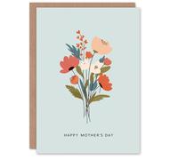 Artery8 Happy Mother's Day Card For Mum Bouquet Simple Modern Minimalist Blank Inside