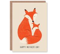 Artery8 Happy Mother's Day Card For Mum Fox And Cub From Son Daughter Blank Inside