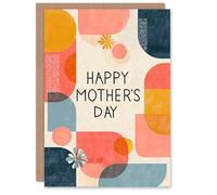 Artery8 Happy Mother's Day Card For Mum Geometric Pastel Colours Modern Blank Inside