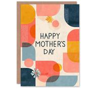 Artery8 Happy Mother's Day Card For Mum Geometric Pastel Colours Modern Blank Inside
