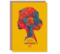 Artery8 Happy Mother's Day Card For Mum Yellow Modern Vibrant Floral Blank Inside