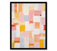 Artery8 Happy No 7 Pastel Tones Minimalist Geometric Heavy Palette Knife Textured Artwork Artwork Framed Wall Art Print A4
