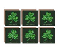 Artery8 Happy St Patrick's Day Irish Green Shamrock Clover Design Greeting Cards With Envelopes Pack of 6 Artery8 Green