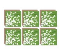 Artery8 Happy St Patrick's Day White Shamrocks Clovers Irish Greeting Cards With Envelopes Pack of 6 in Green Artery8 Green